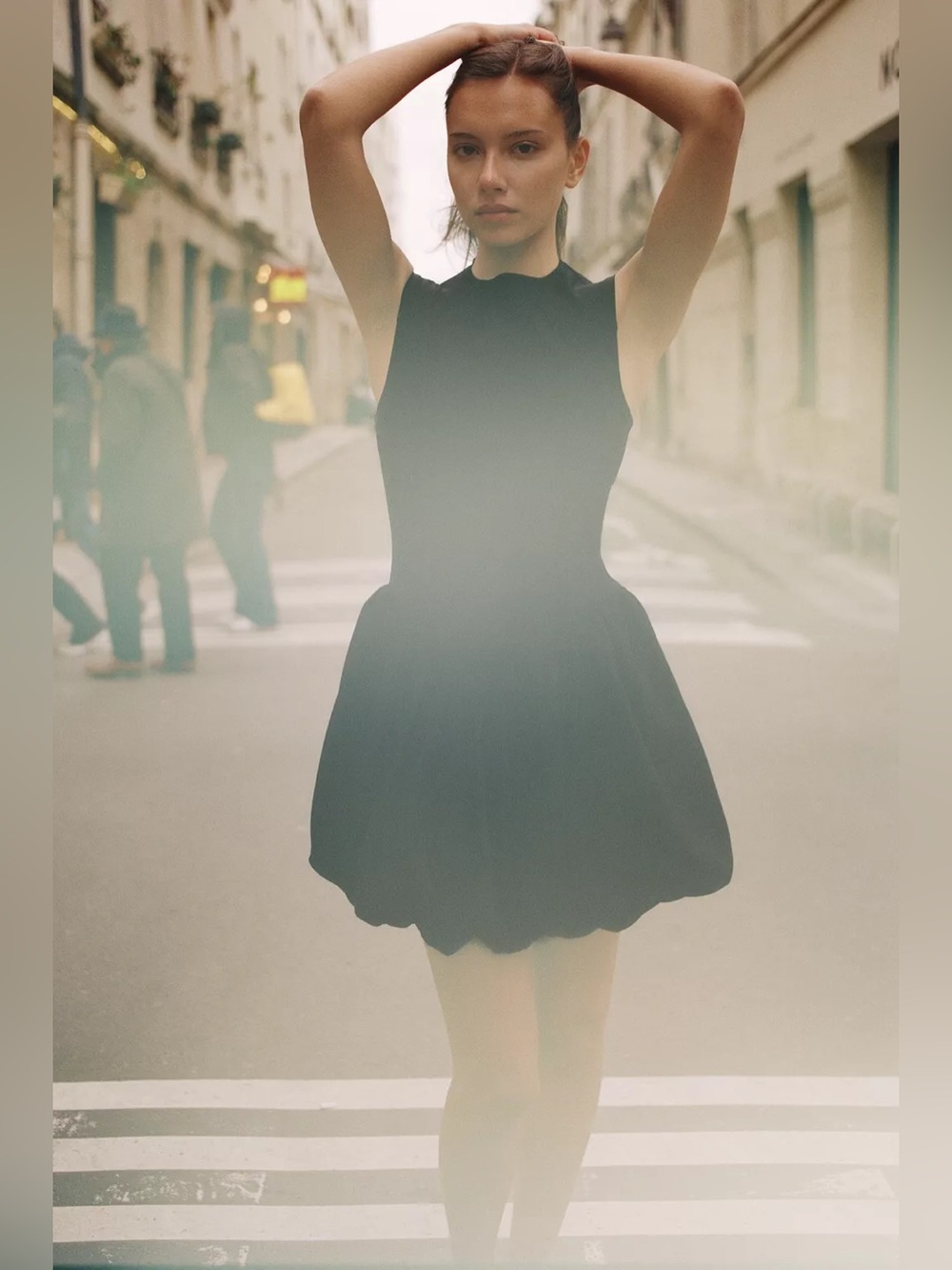 Zara Short Balloon Effect Dress size S BLACK 3644/152/800